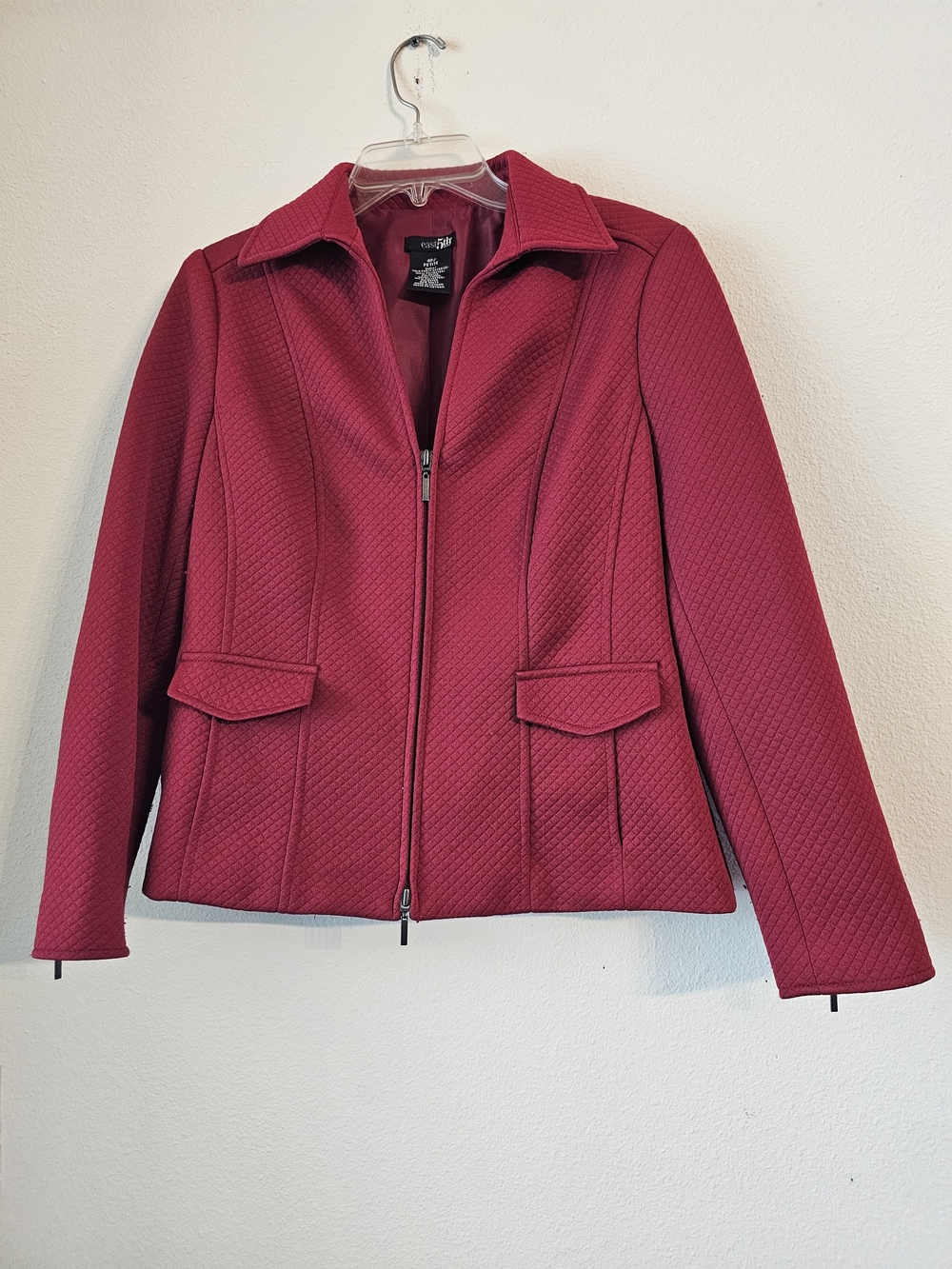 East 5th Quilted Zip-Front Blazer in Deep Berry